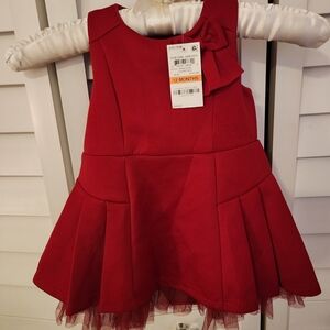 Red Toddler Party Dress with Bow Size 12 Mths